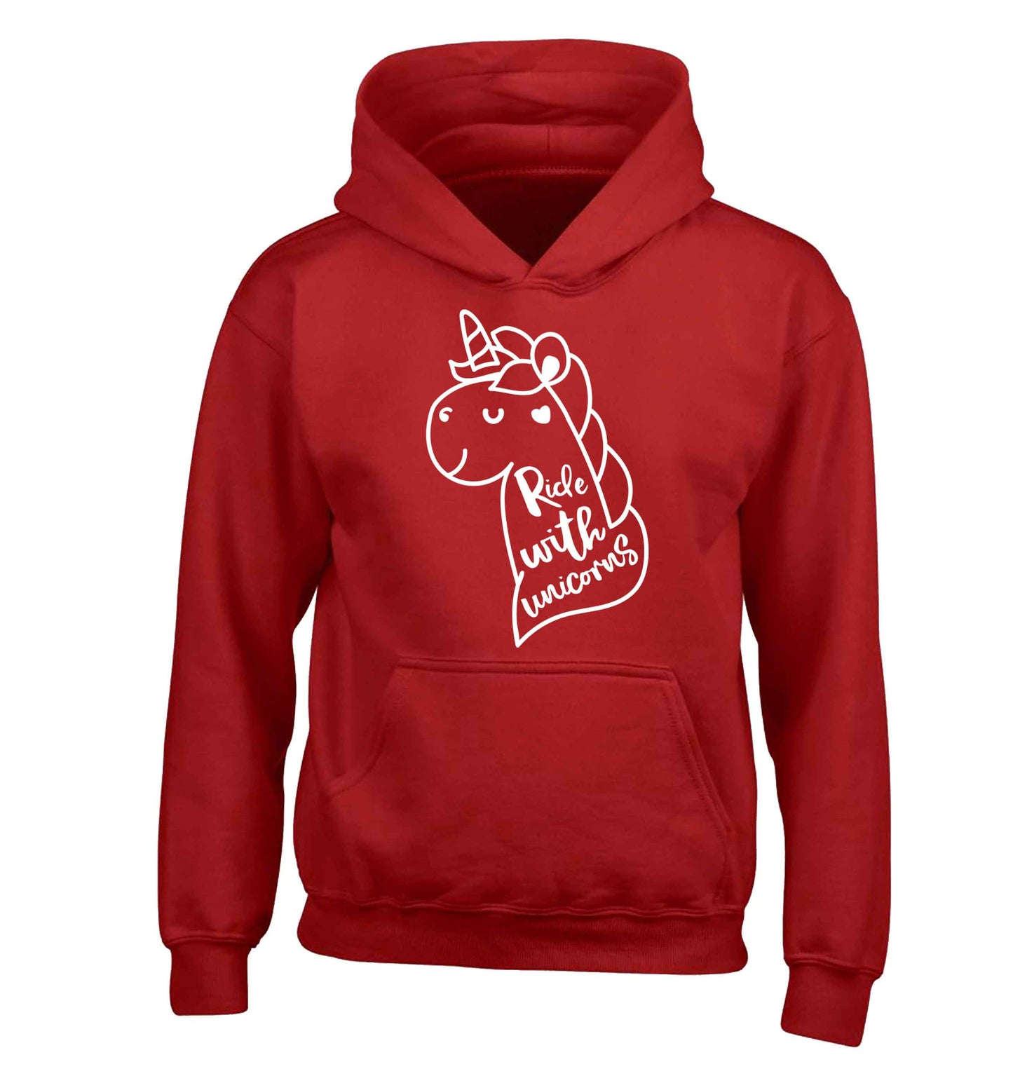 Ride with unicorns children's red hoodie 12-13 Years