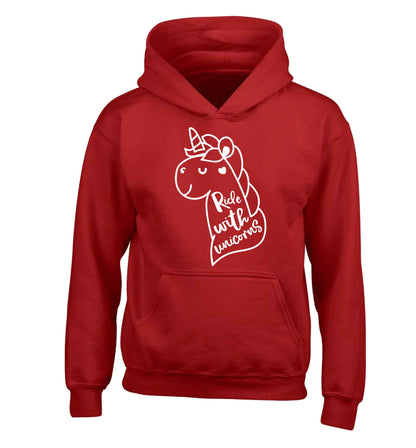 Ride with unicorns children's red hoodie 12-13 Years