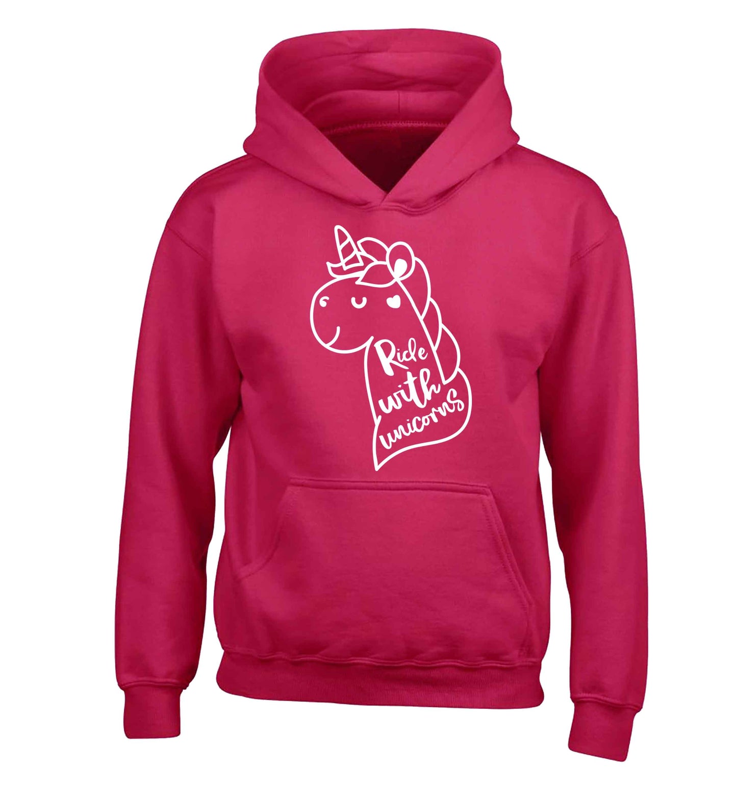 Ride with unicorns children's pink hoodie 12-13 Years