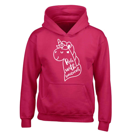 Ride with unicorns children's pink hoodie 12-13 Years