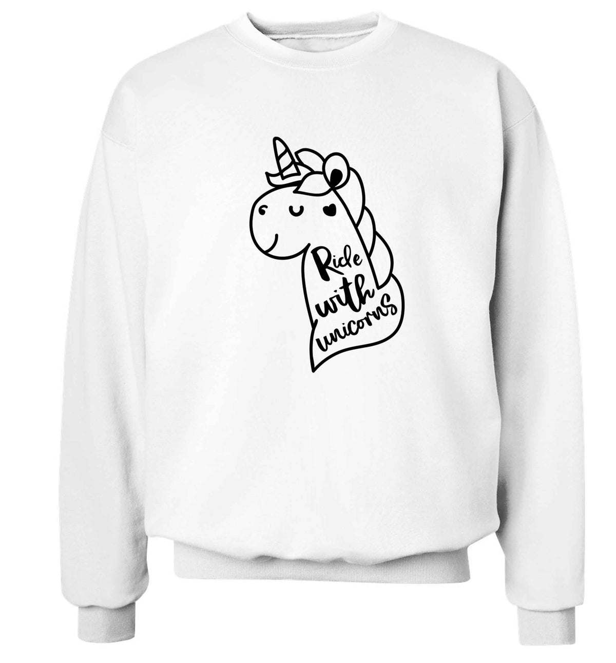 Ride with unicorns Adult's unisex white Sweater 2XL