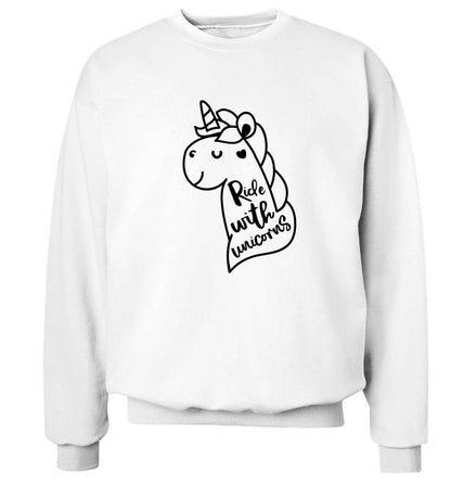 Ride with unicorns Adult's unisex white Sweater 2XL