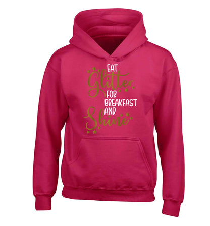 Eat glitter for breakfast and shine all day children's pink hoodie 12-13 Years