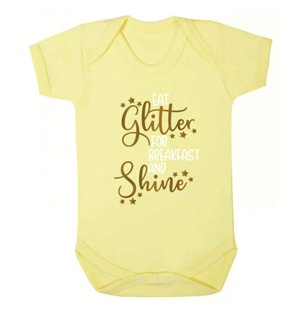Eat glitter for breakfast and shine all day Baby Vest pale yellow 18-24 months