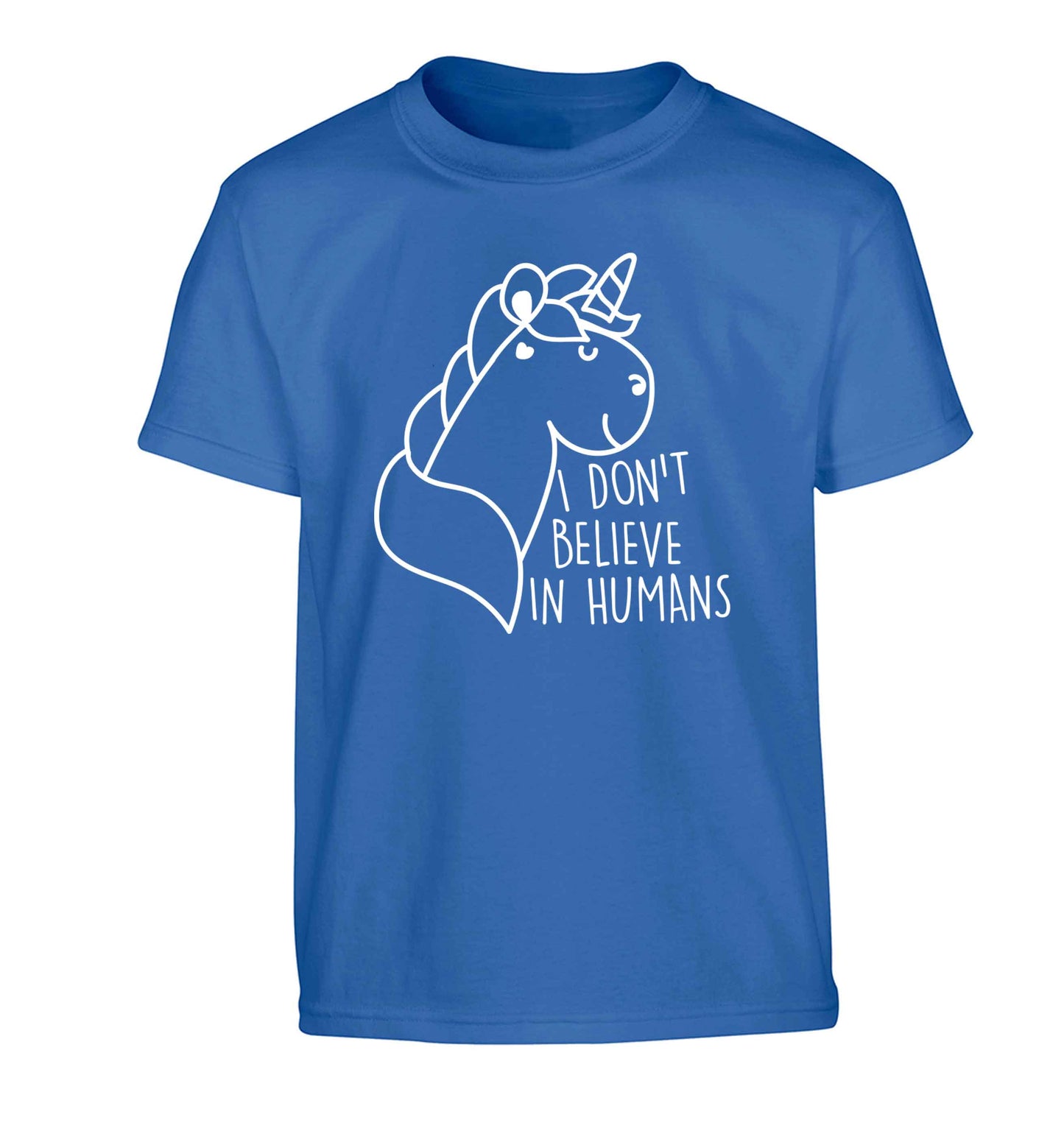 I don't believe in humans Children's blue Tshirt 12-13 Years