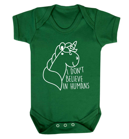 I don't believe in humans Baby Vest green 18-24 months