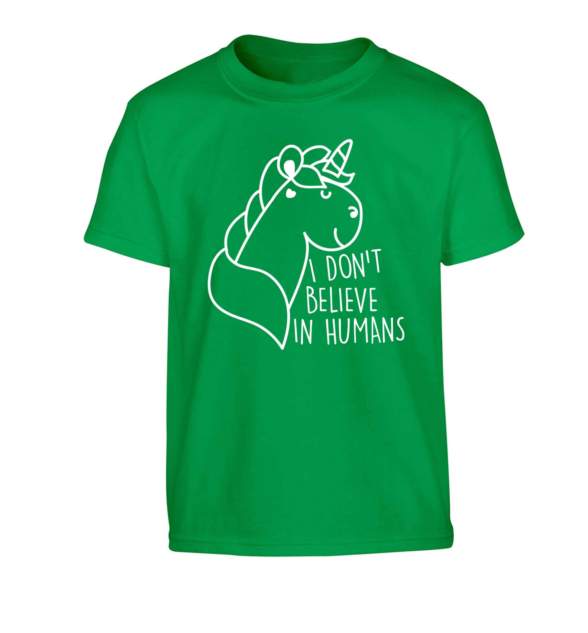 I don't believe in humans Children's green Tshirt 12-13 Years