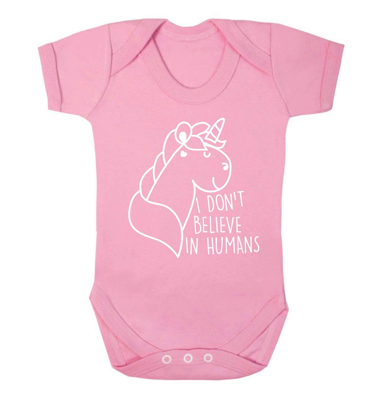 I don't believe in humans Baby Vest pale pink 18-24 months