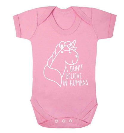 I don't believe in humans Baby Vest pale pink 18-24 months