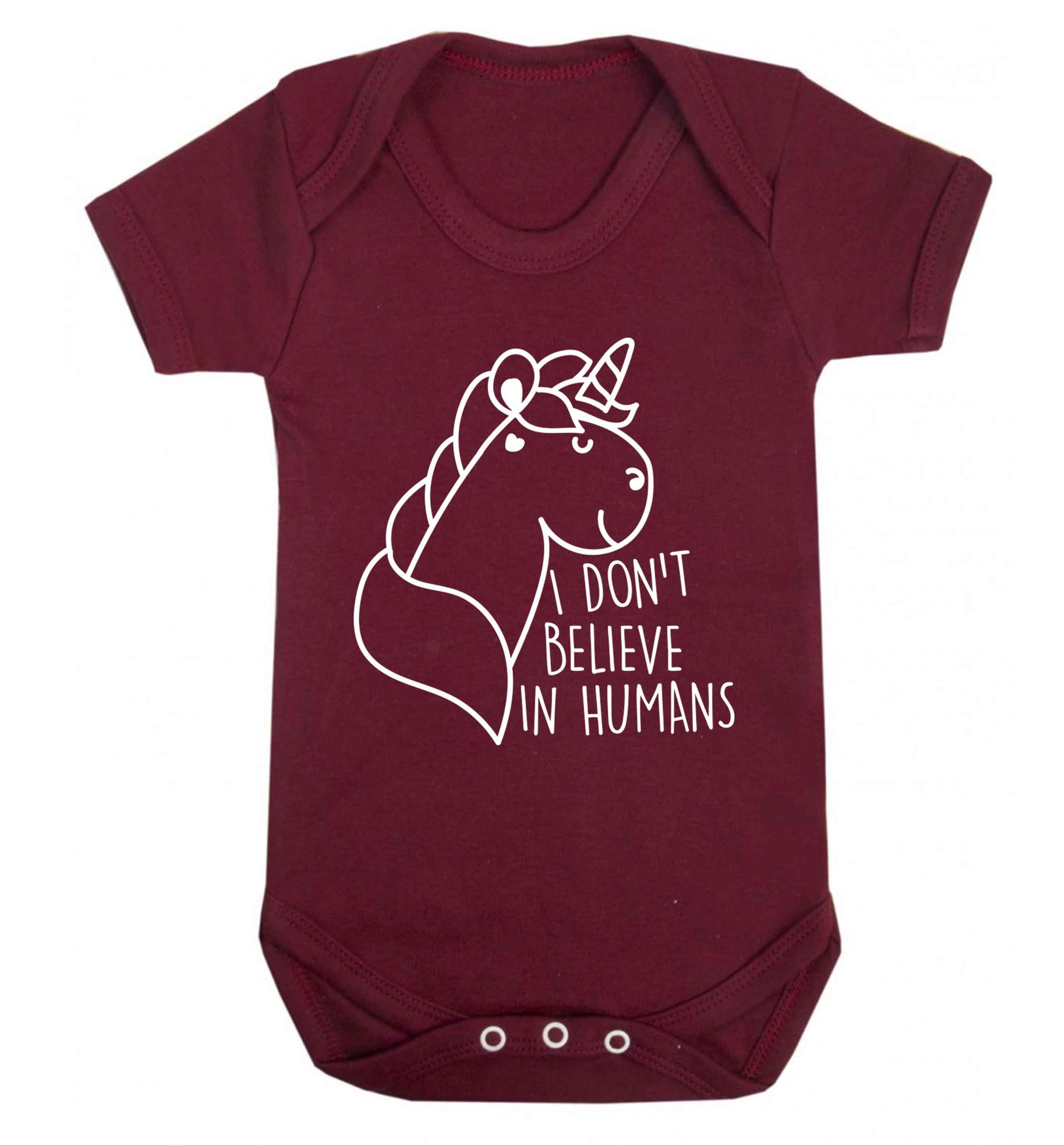 I don't believe in humans Baby Vest maroon 18-24 months