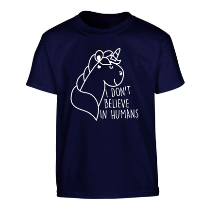 I don't believe in humans Children's navy Tshirt 12-13 Years