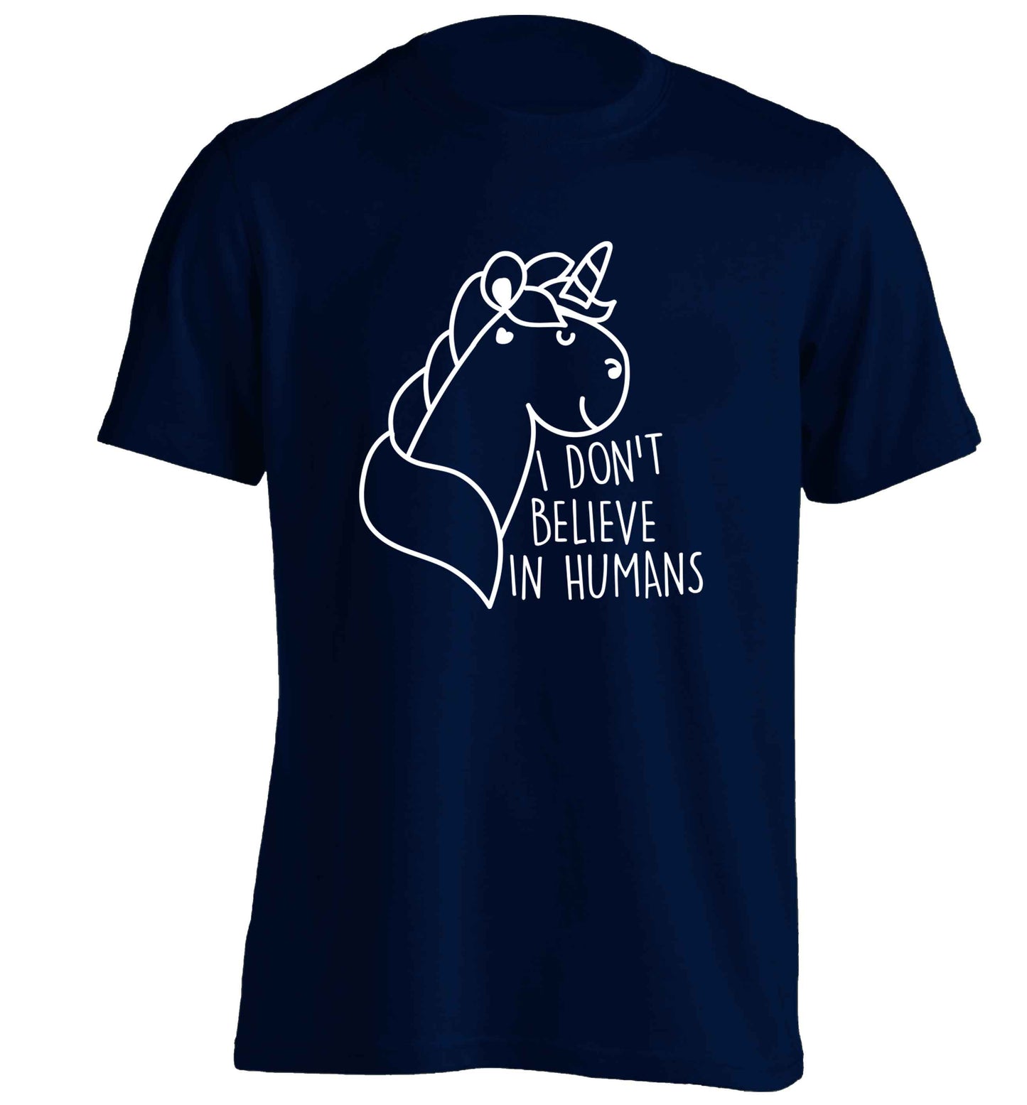 I don't believe in humans adults unisex navy Tshirt 2XL