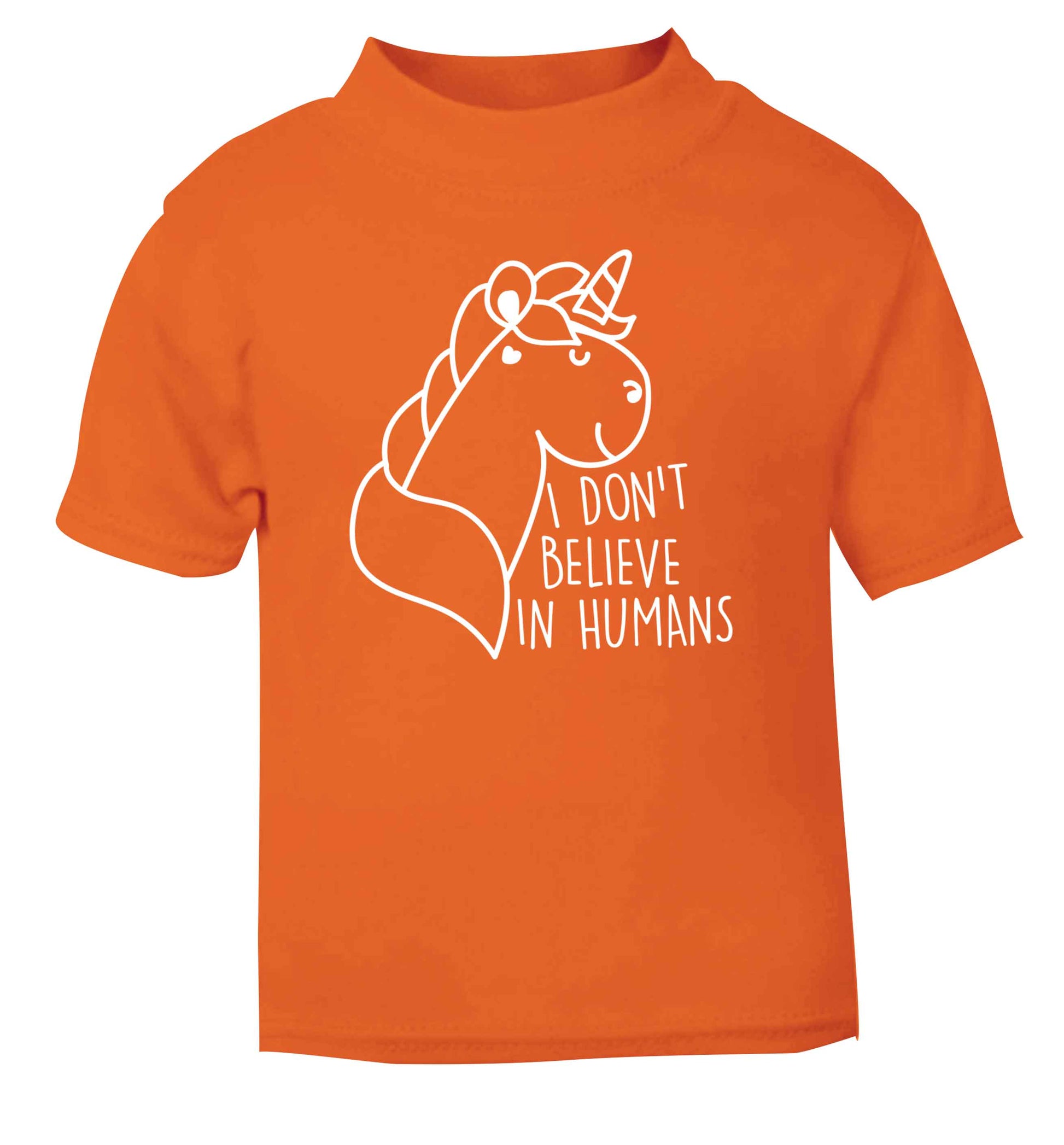 I don't believe in humans orange Baby Toddler Tshirt 2 Years
