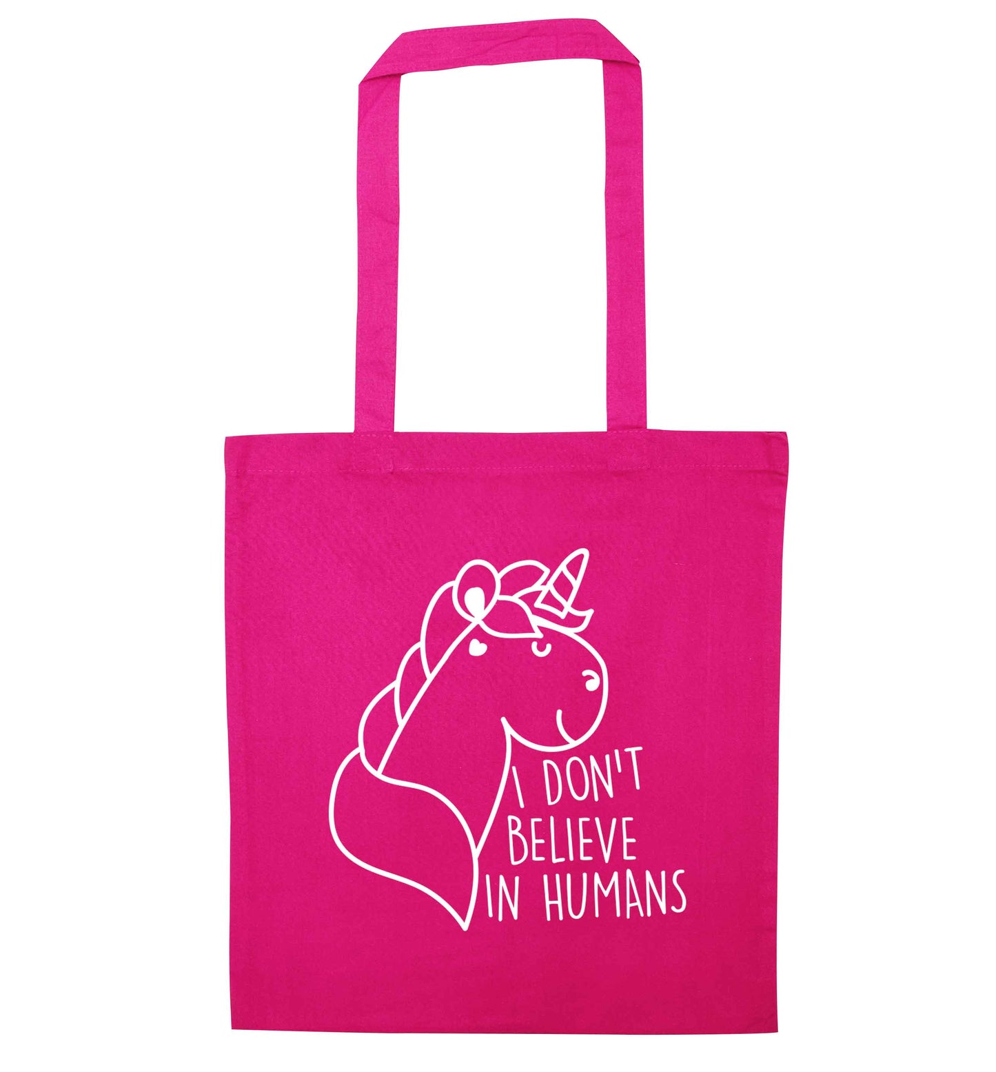 I don't believe in humans pink tote bag