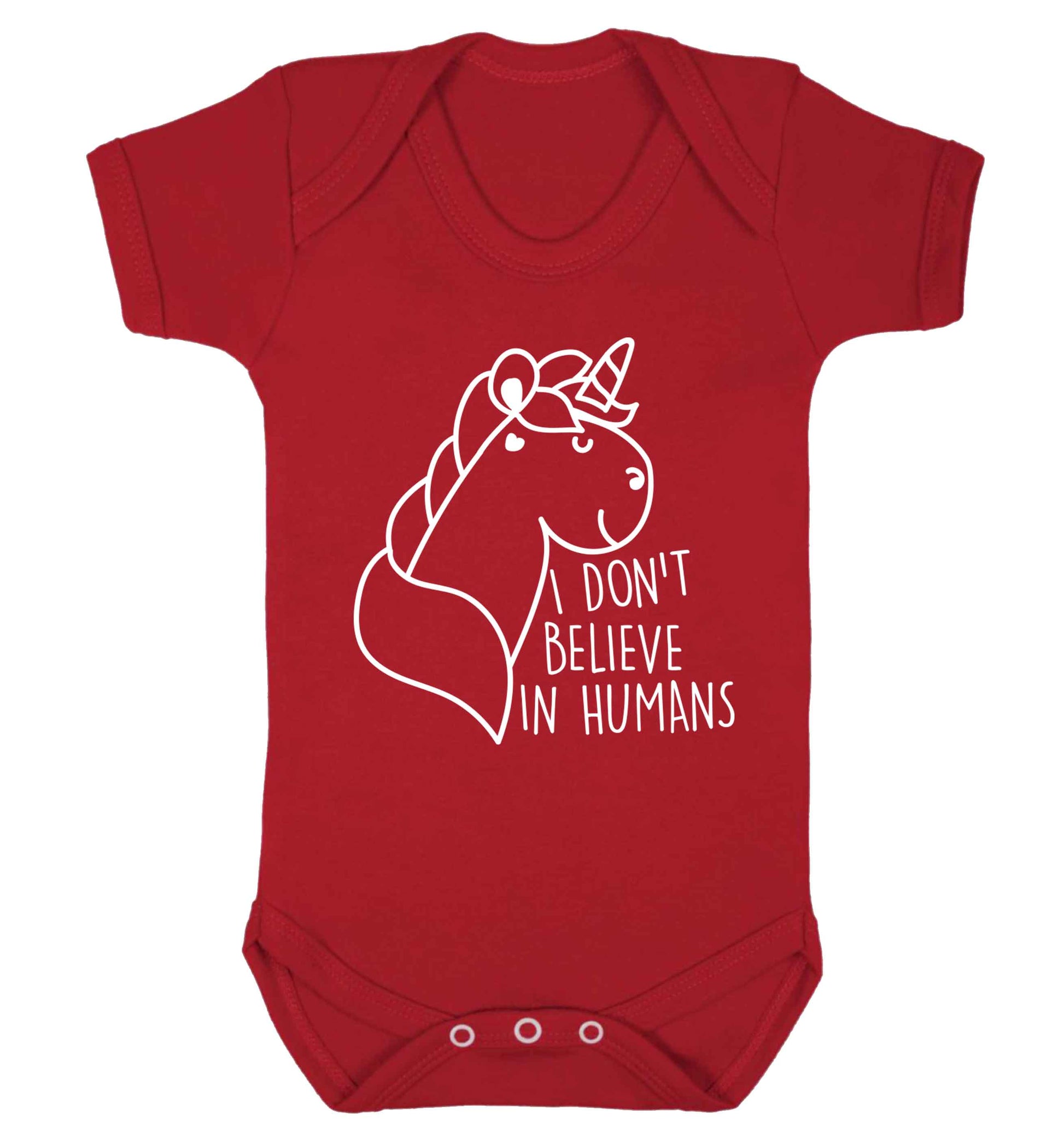 I don't believe in humans Baby Vest red 18-24 months