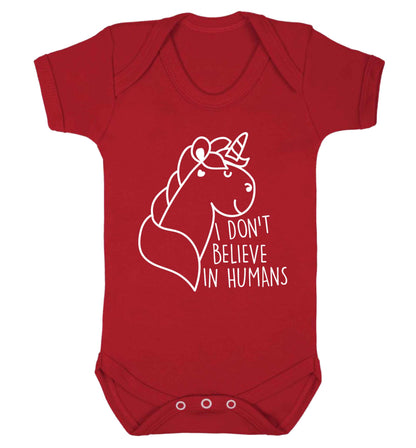 I don't believe in humans Baby Vest red 18-24 months