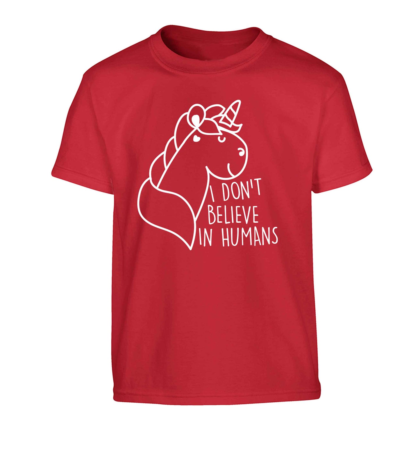 I don't believe in humans Children's red Tshirt 12-13 Years