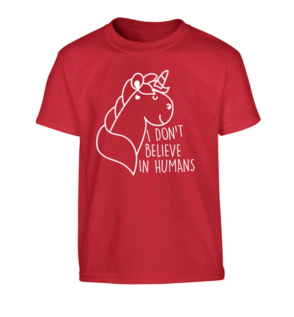 I don't believe in humans Children's red Tshirt 12-13 Years