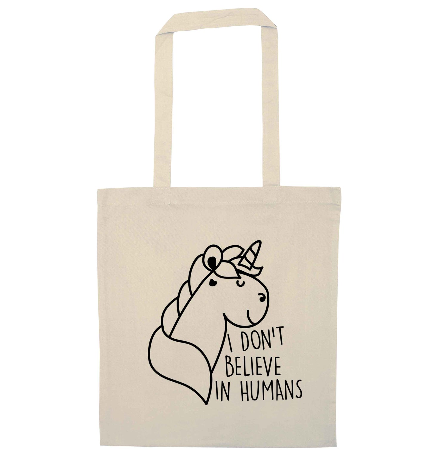 I don't believe in humans natural tote bag