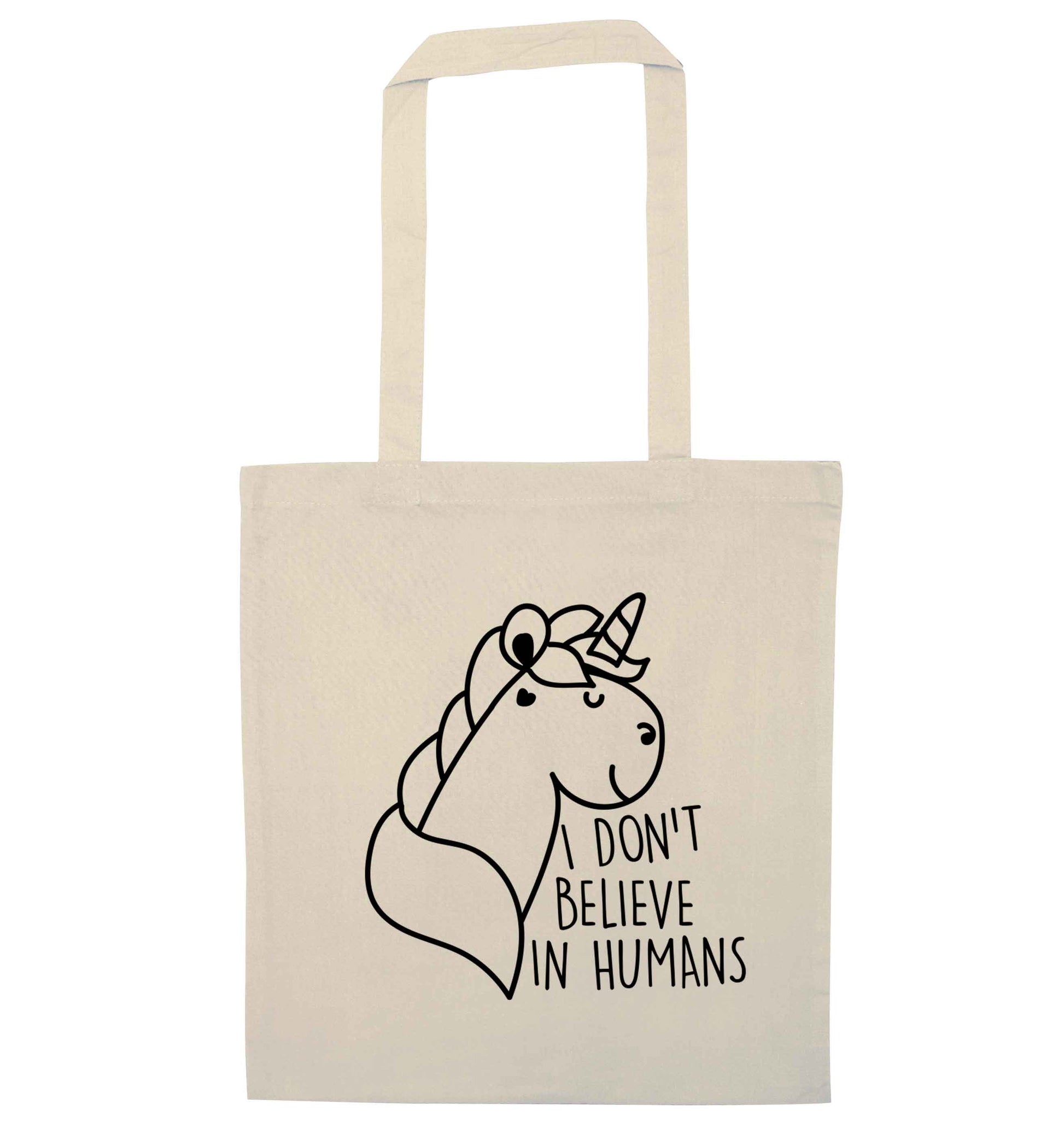 I don't believe in humans natural tote bag