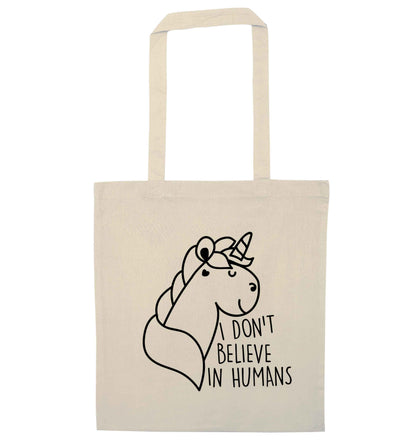 I don't believe in humans natural tote bag