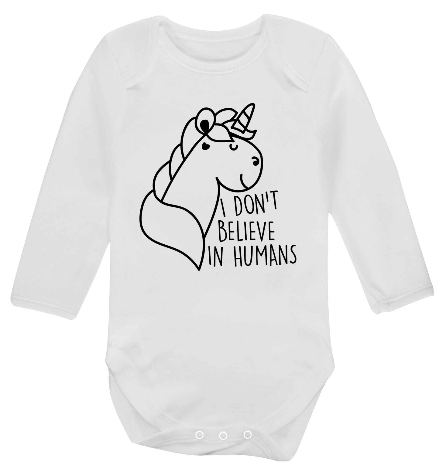 I don't believe in humans Baby Vest long sleeved white 6-12 months