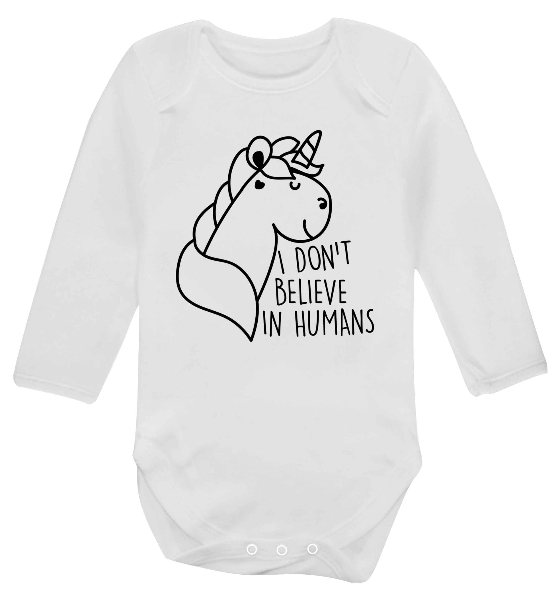 I don't believe in humans Baby Vest long sleeved white 6-12 months