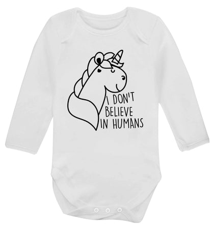 I don't believe in humans Baby Vest long sleeved white 6-12 months
