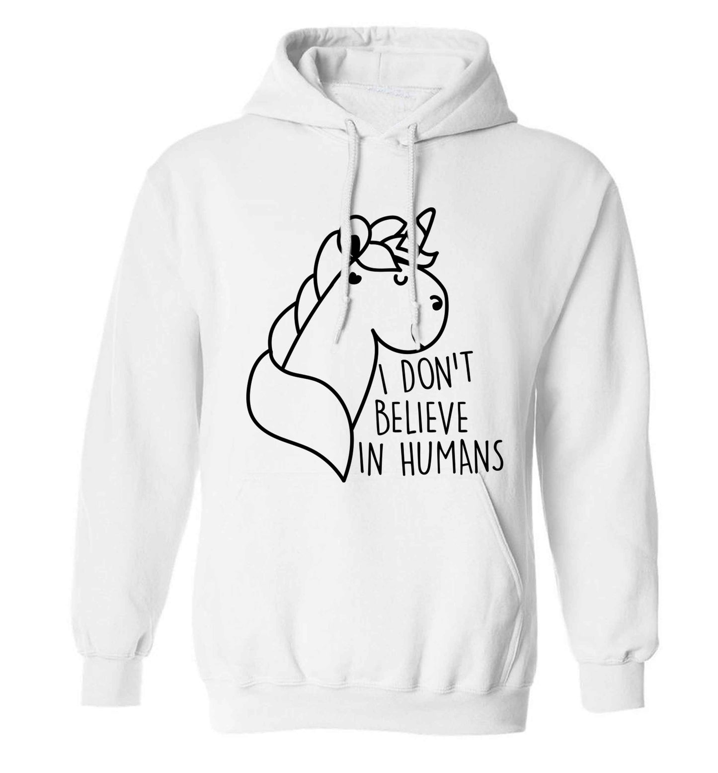 I don't believe in humans adults unisex white hoodie 2XL
