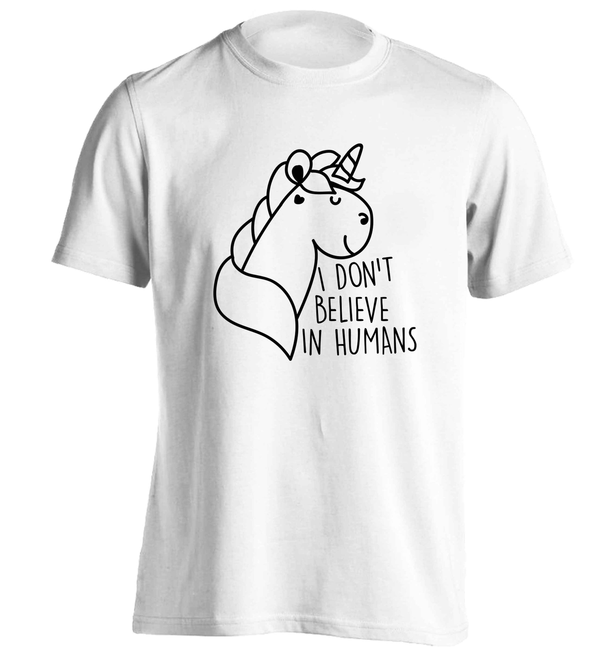 I don't believe in humans adults unisex white Tshirt 2XL