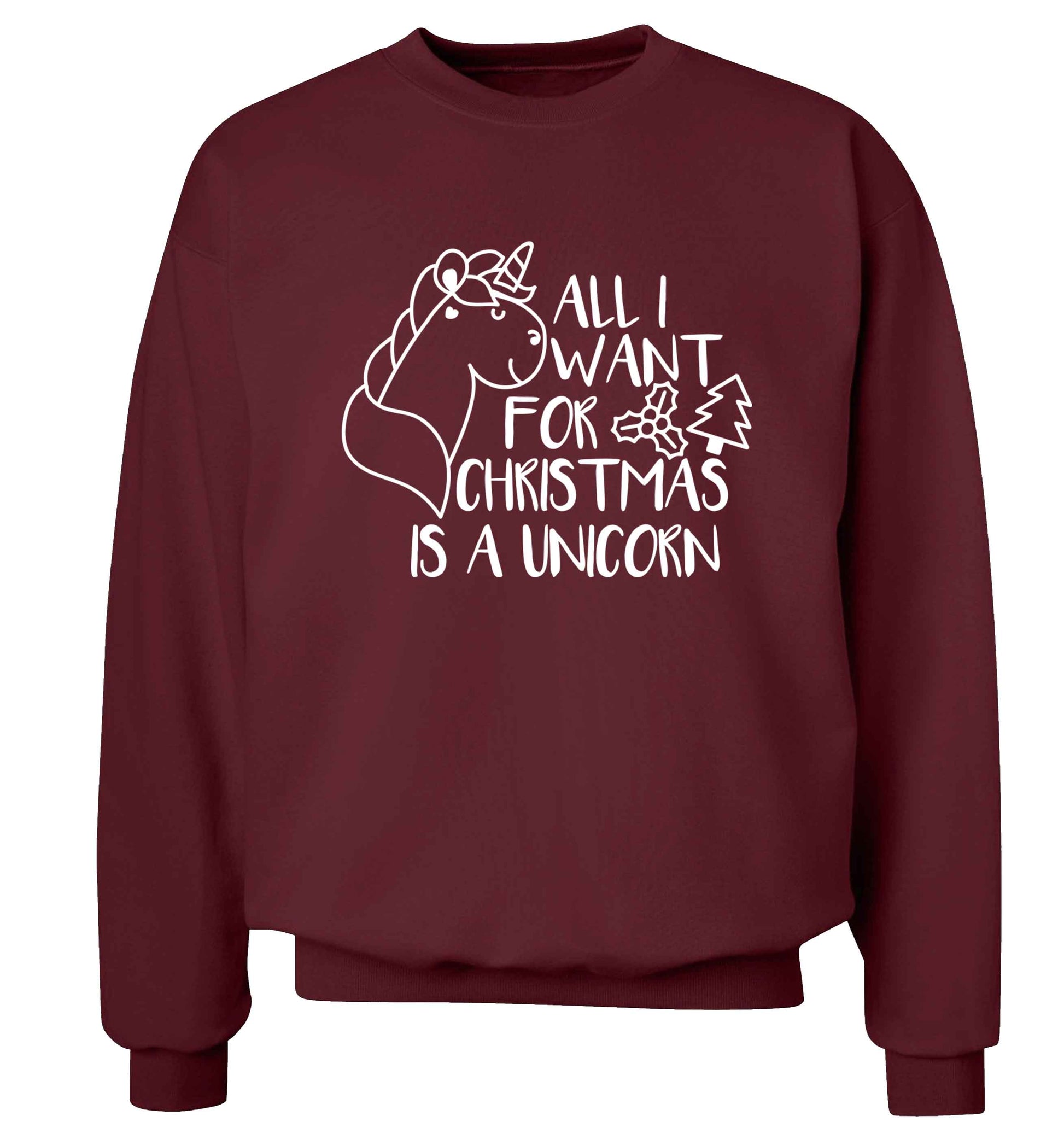 All I want for Christmas is a unicorn Adult's unisex maroon Sweater 2XL