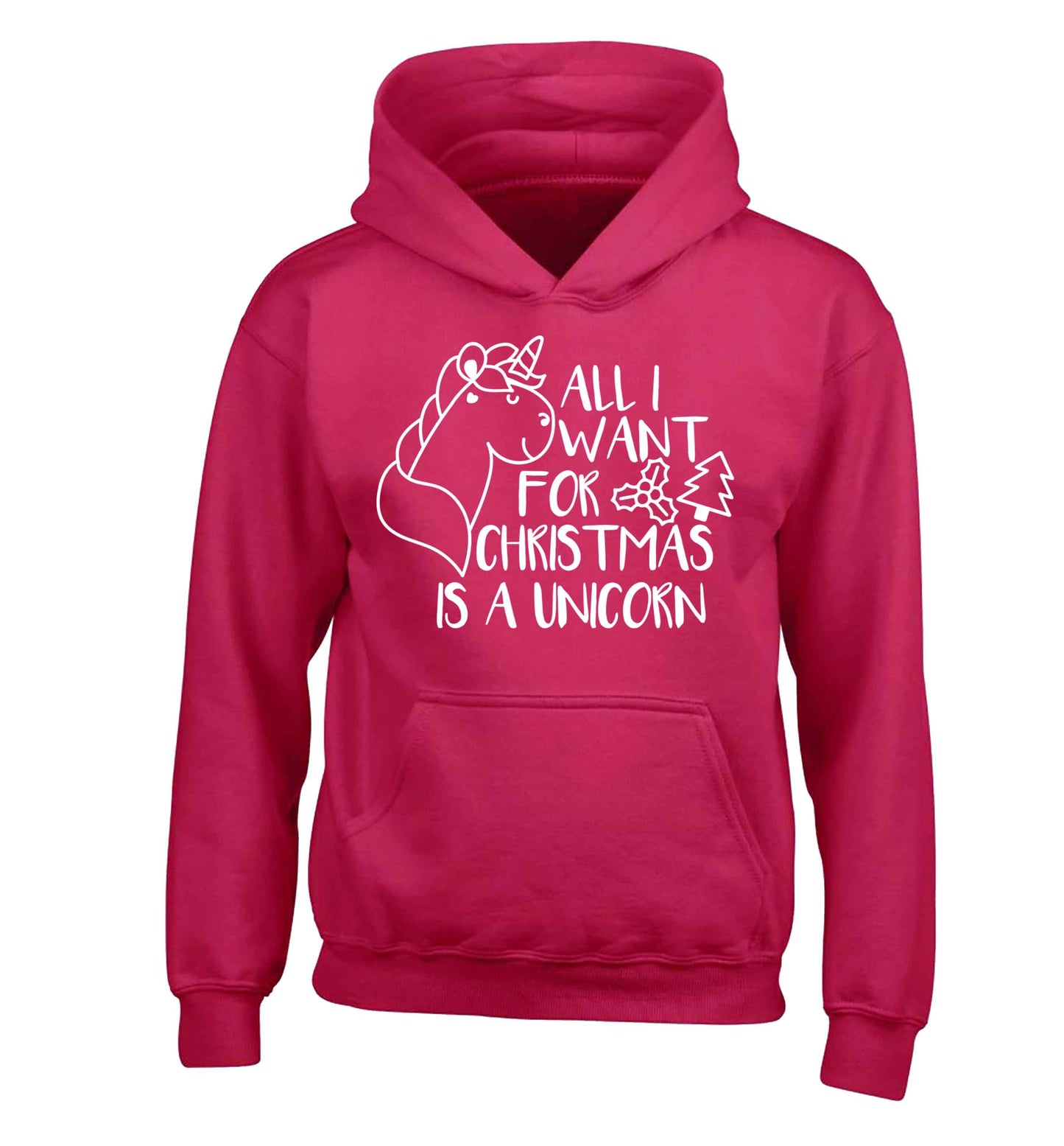 All I want for Christmas is a unicorn children's pink hoodie 12-13 Years