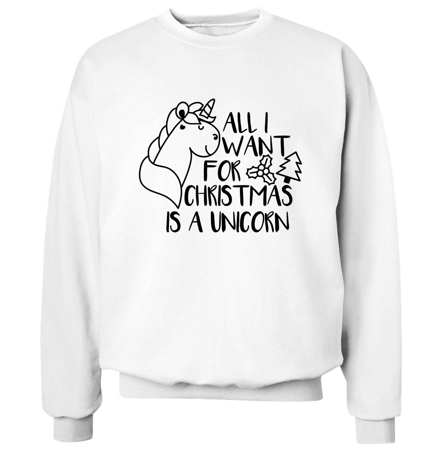 All I want for Christmas is a unicorn Adult's unisex white Sweater 2XL