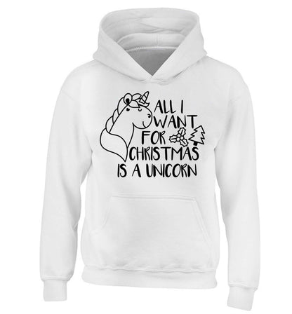 All I want for Christmas is a unicorn children's white hoodie 12-13 Years
