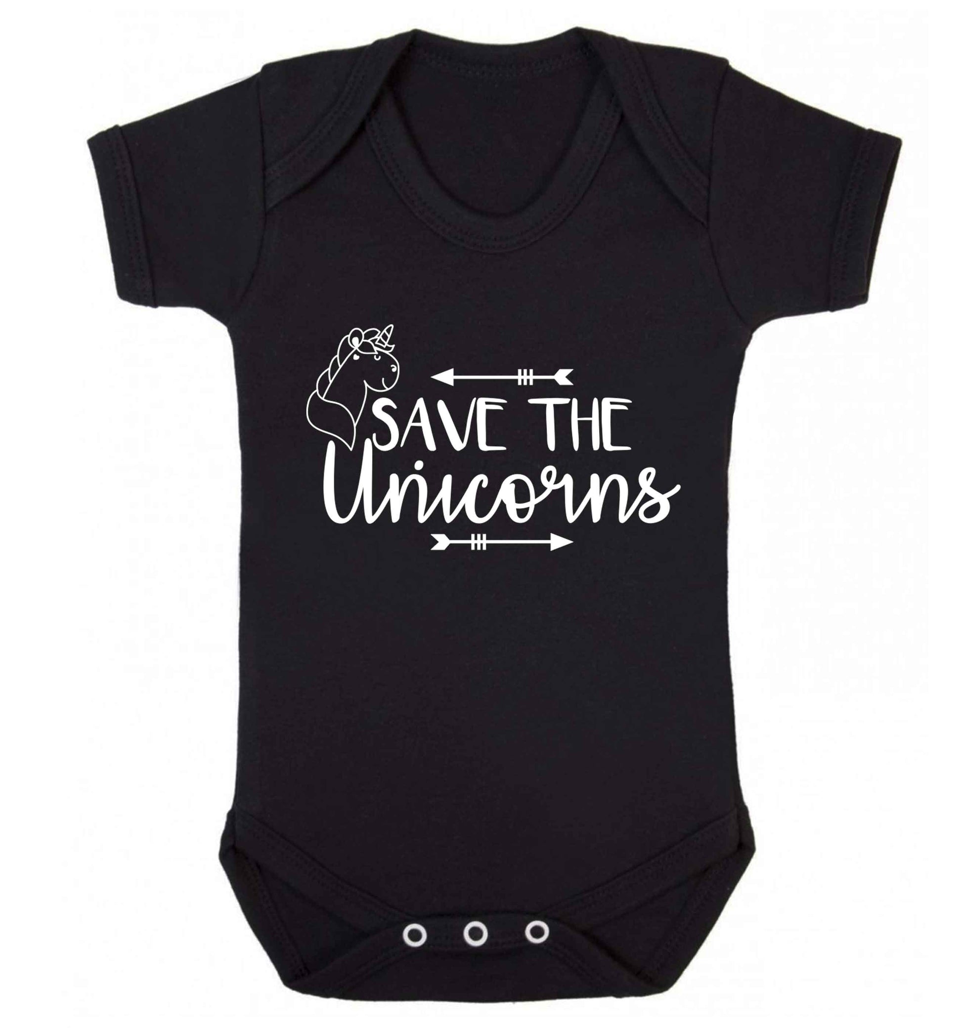 Save the unicorns Baby Vest black 18-24 months