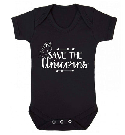 Save the unicorns Baby Vest black 18-24 months