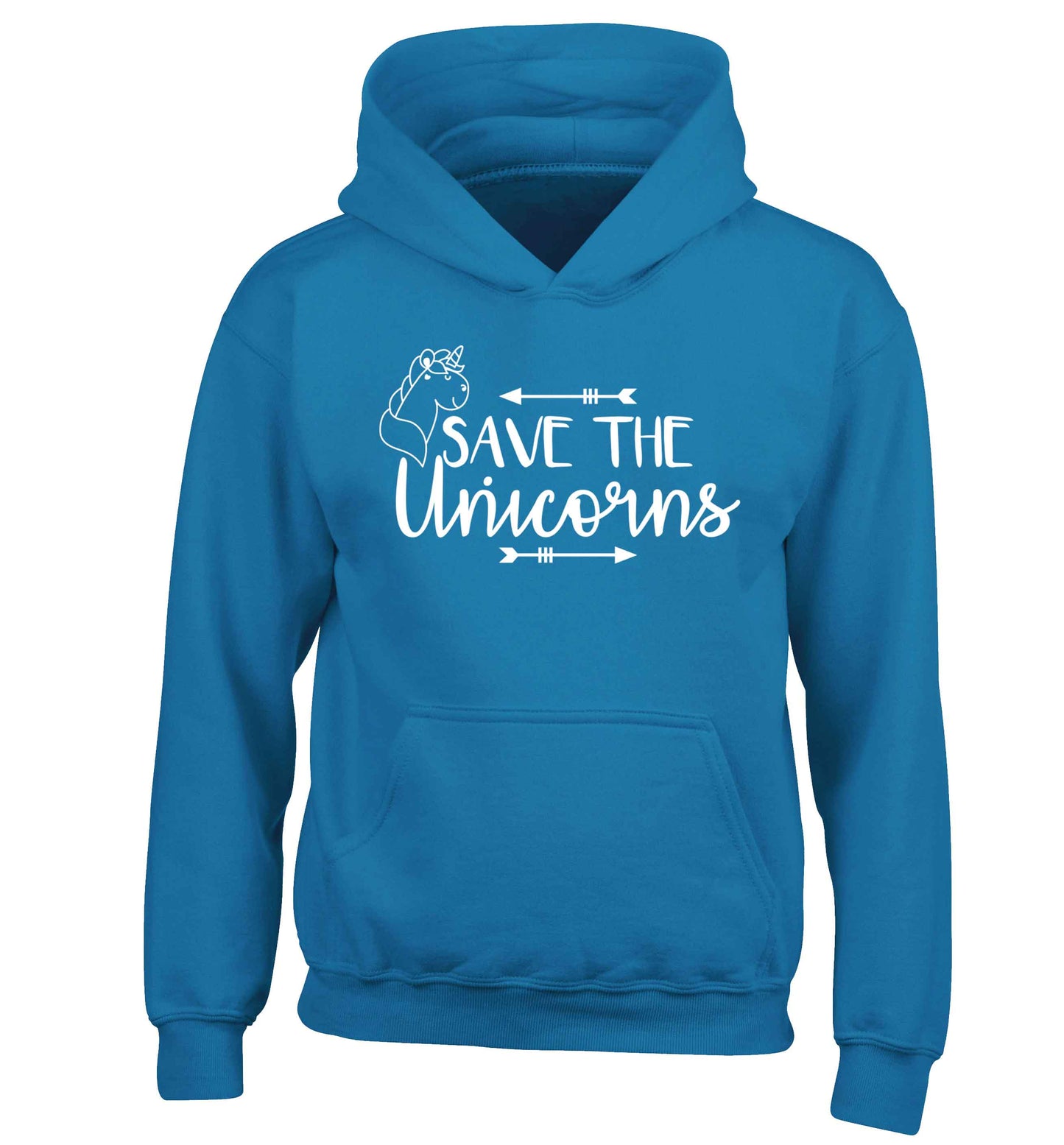 Save the unicorns children's blue hoodie 12-13 Years