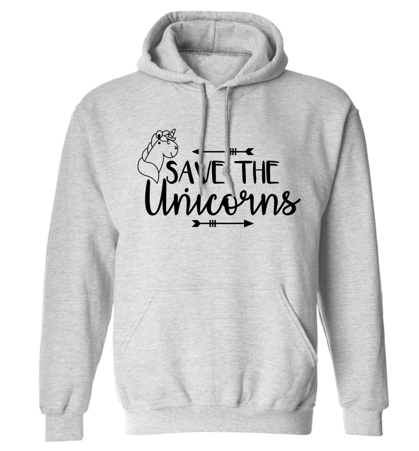 Save the unicorns adults unisex grey hoodie 2XL