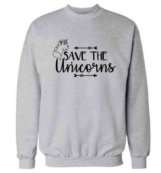 Save the unicorns Adult's unisex grey Sweater 2XL