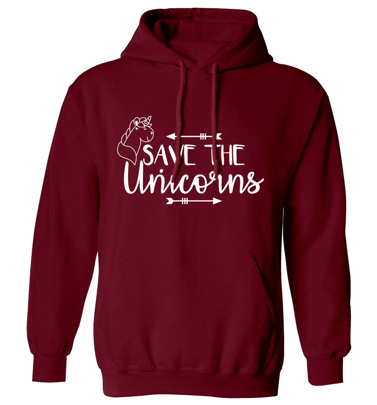 Save the unicorns adults unisex maroon hoodie 2XL