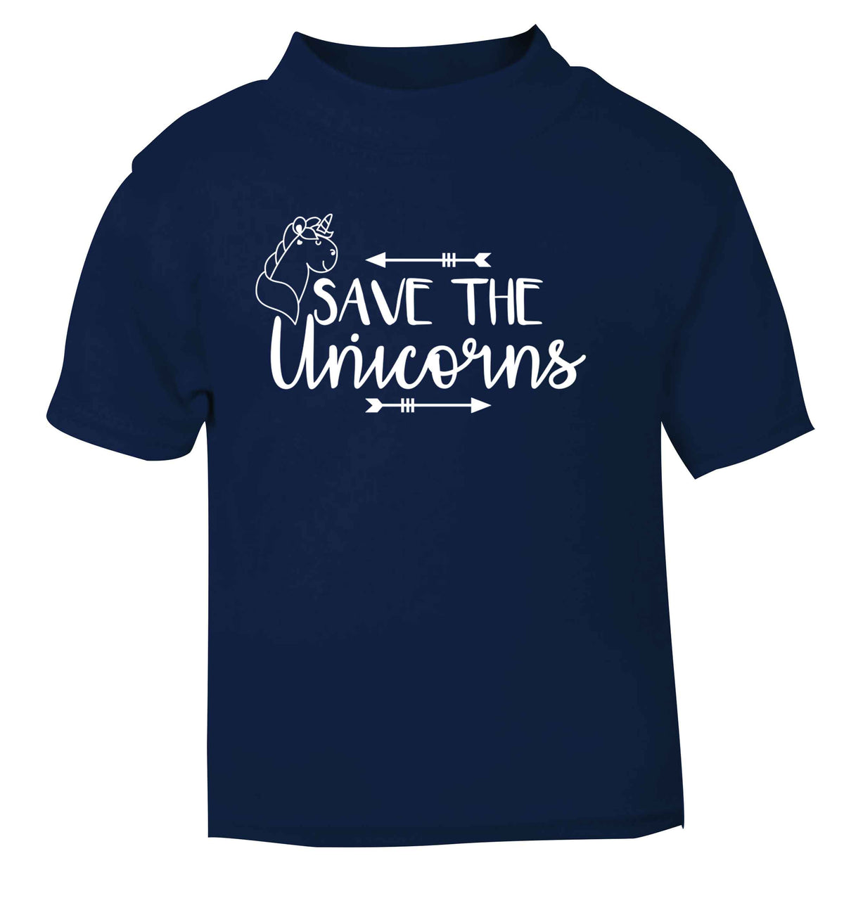 Save the unicorns navy Baby Toddler Tshirt 2 Years