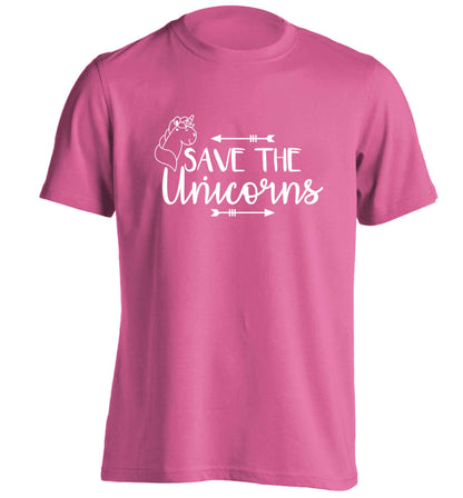 Save the unicorns adults unisex pink Tshirt 2XL