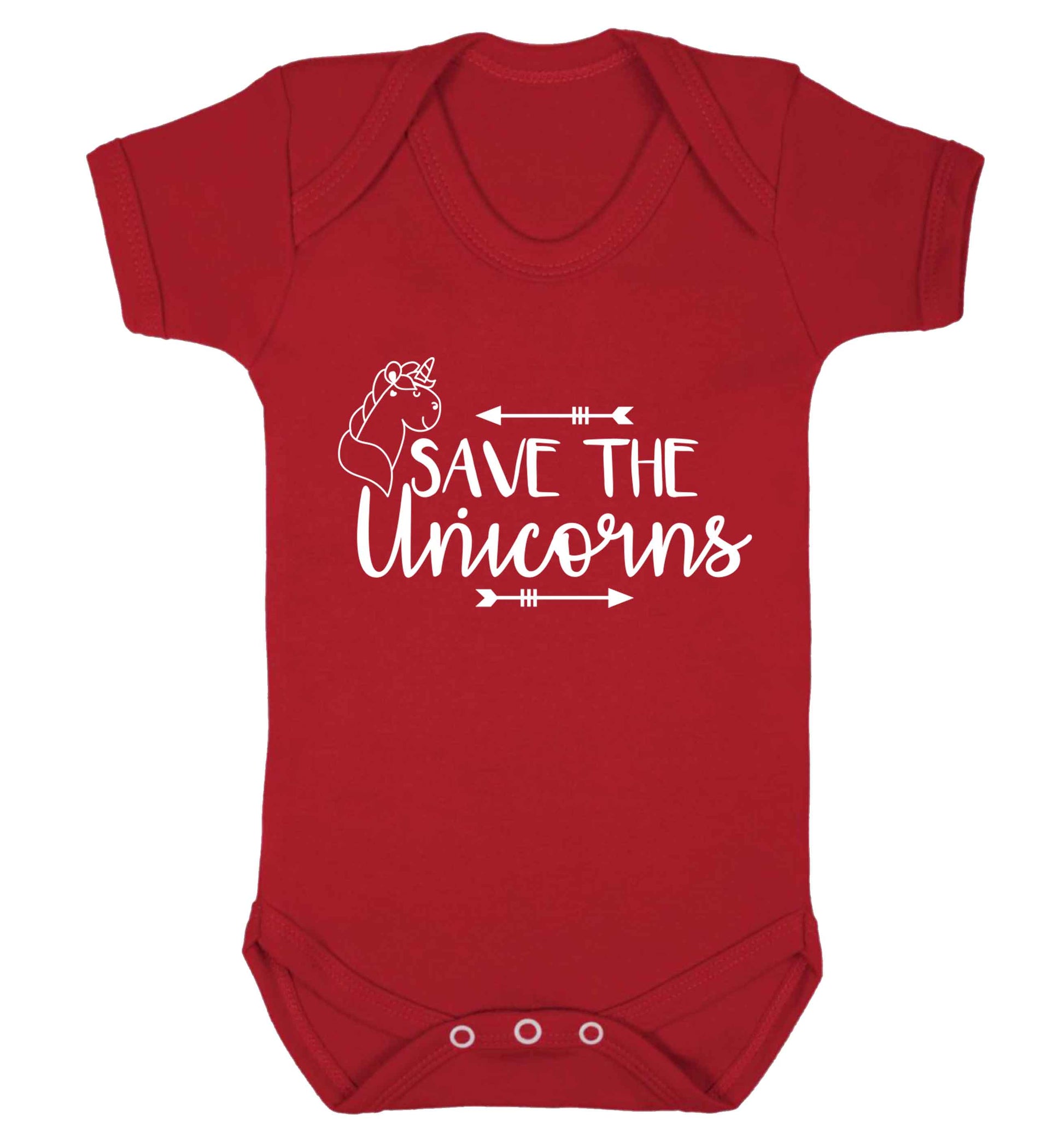 Save the unicorns Baby Vest red 18-24 months
