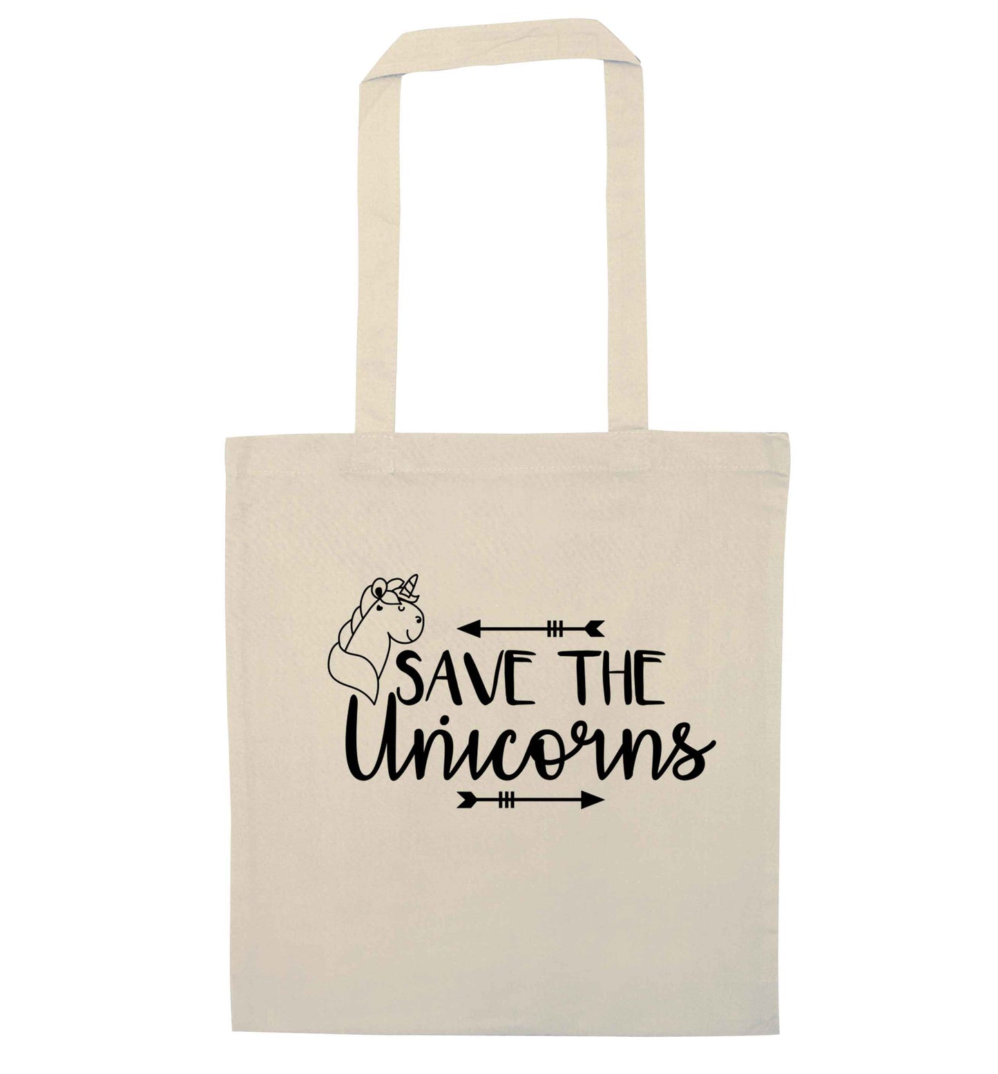 Save the unicorns natural tote bag