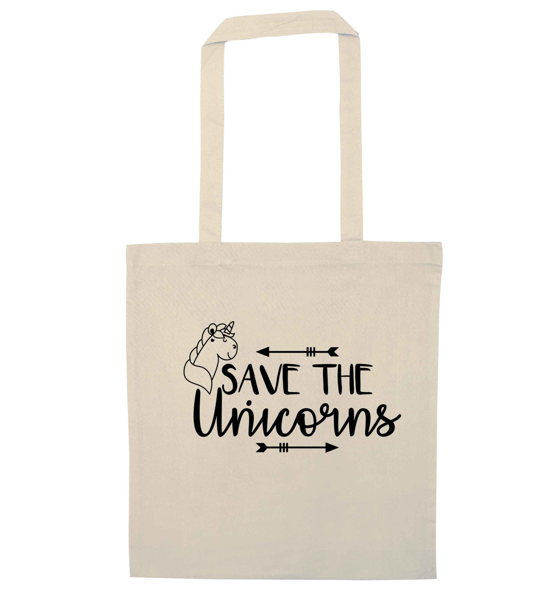 Save the unicorns natural tote bag