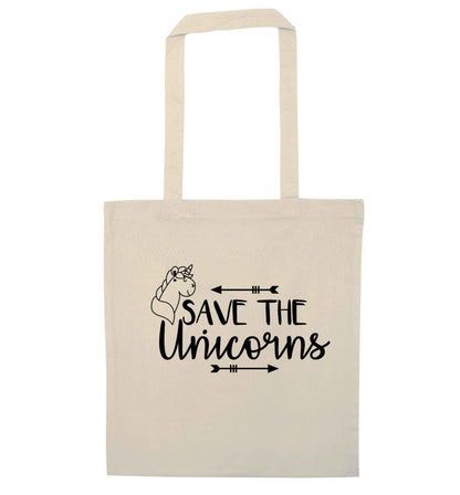 Save the unicorns natural tote bag