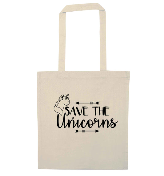 Save the unicorns natural tote bag