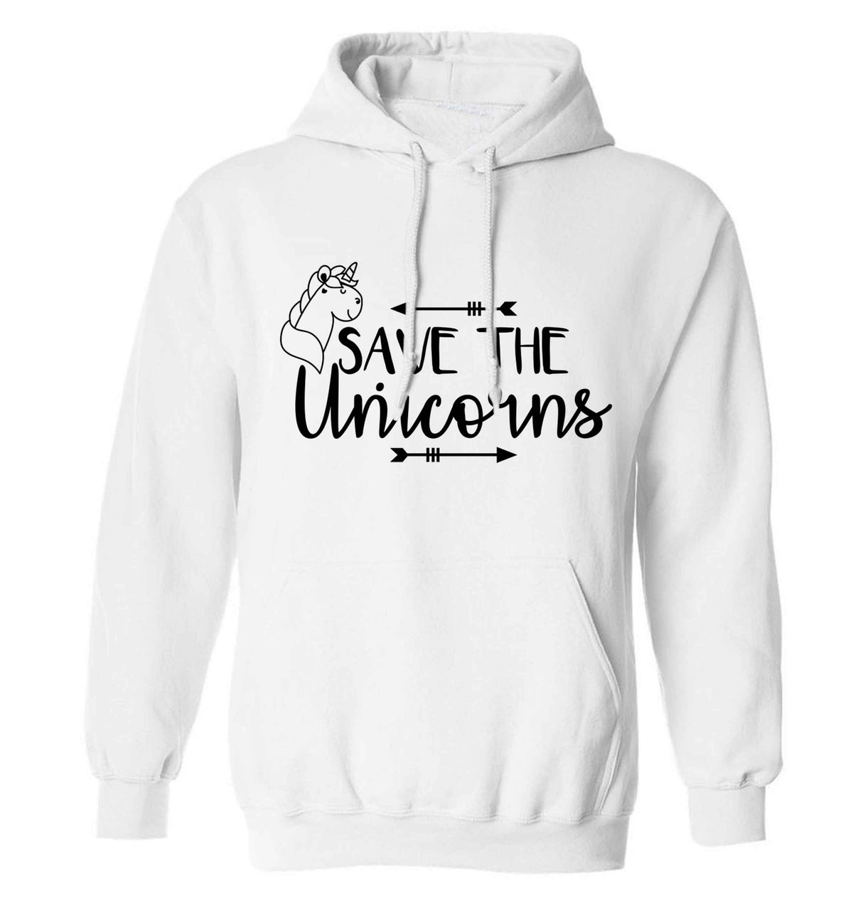 Save the unicorns adults unisex white hoodie 2XL