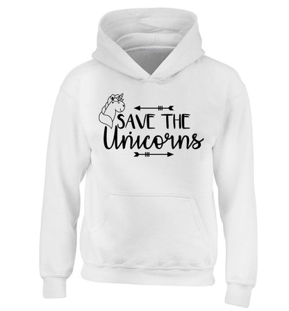 Save the unicorns children's white hoodie 12-13 Years