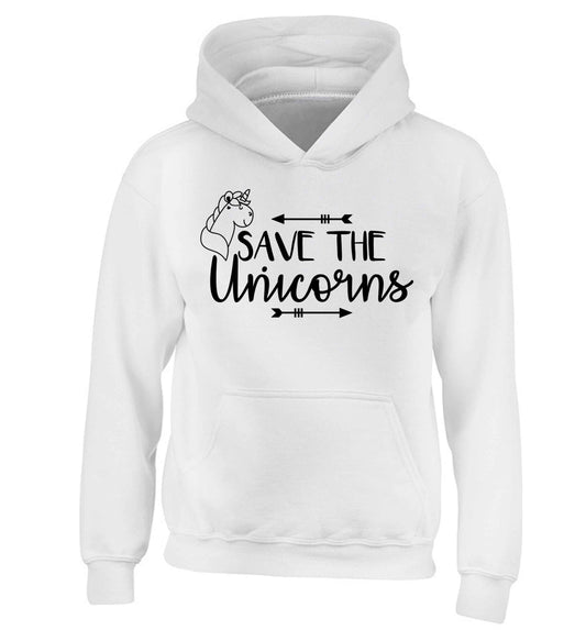Save the unicorns children's white hoodie 12-13 Years